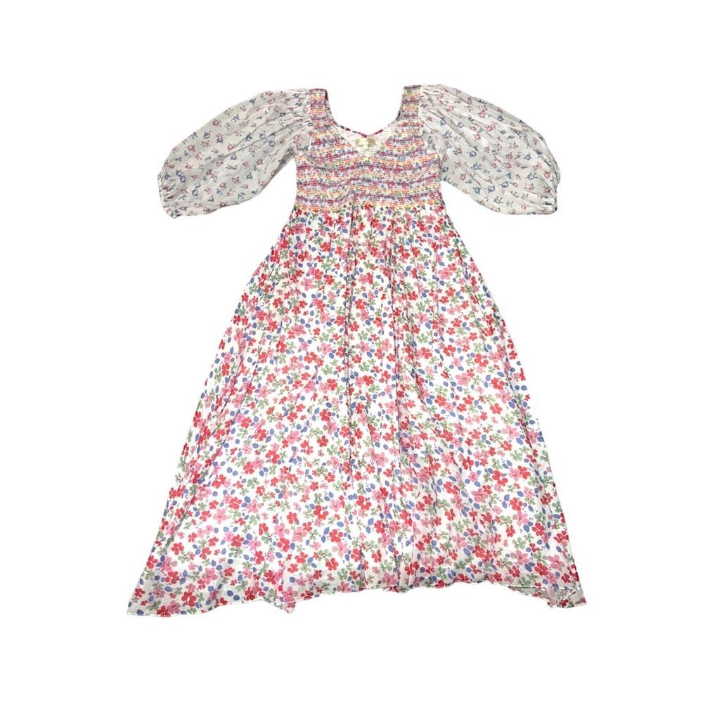 LoveShackFancy Floral Cotton Analia Cottagecore Flowy Midi Dress Size P